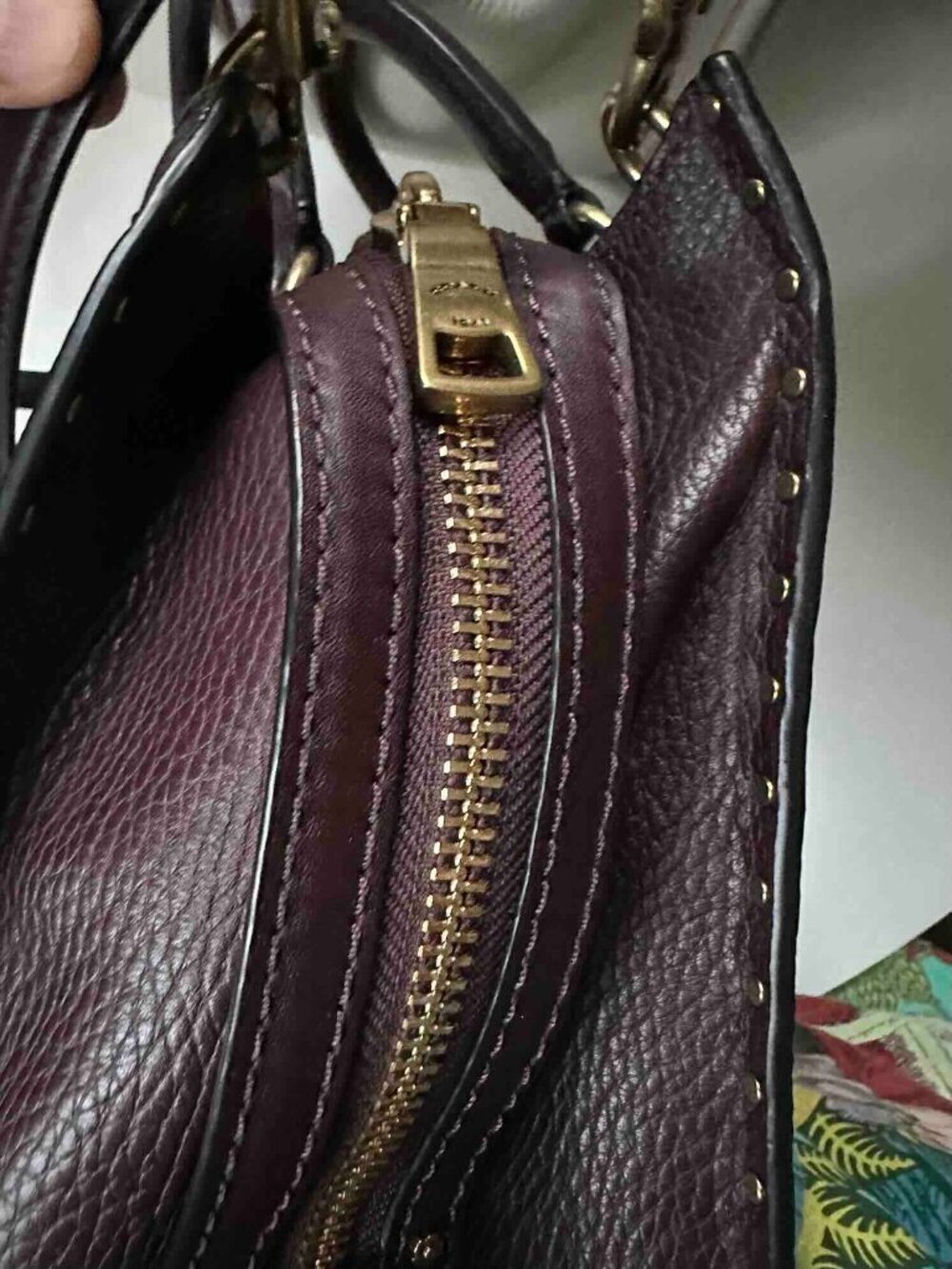 COACH Rogue 30/31 1941 Oxblood Brass Border Rivets TeaRose Leather bag RARE - Picture 8 of 15